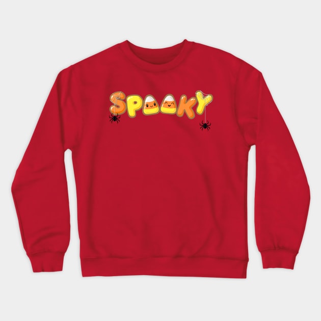 Spooky Sweet Candy Corn with Spiders Crewneck Sweatshirt by ElephantShoe